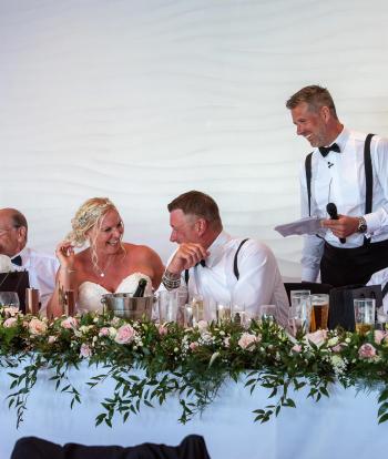 top table with guests at the Sandy Cove Hotel, Devon