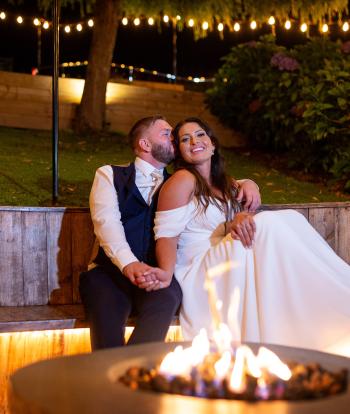 Bride & Groom at the fire pit