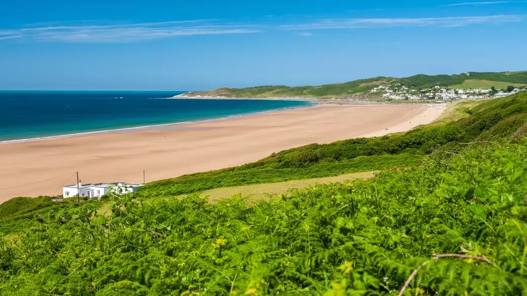 Woolacombe beach in North Devon on a clear summer day