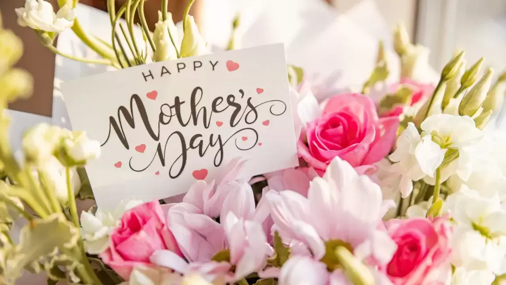 Happy Mothers Day. card concept. beautiful bouquet of colourful spring flowers. tulip, ranunculus, hyacinth, daisy gerber