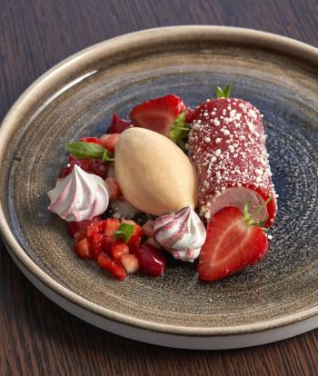 A strawberry dessert at Sandy Cove Hotel