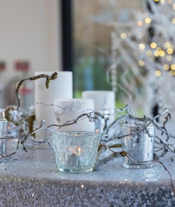 Table decorations for a winter wedding at The Venue, Sandy Cove