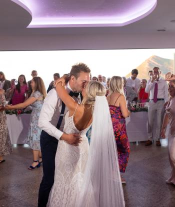 bride and groom having their first dance