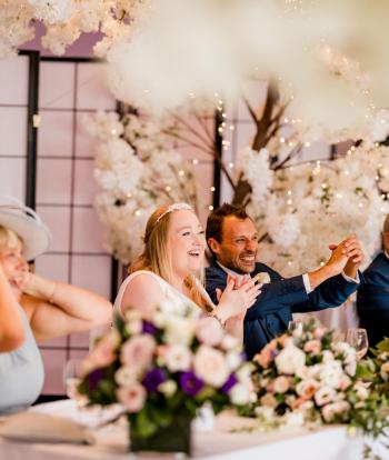 top table with guests at the Sandy Cove Hotel, Devon