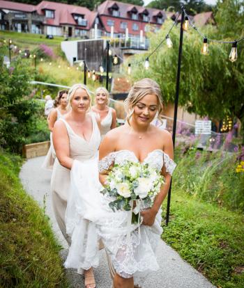 Bride & Bridesmaids on their way to the ceremony 