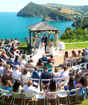 Brides getting married under the gazebo