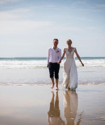 Wedding Couple on Woolacombe Beach