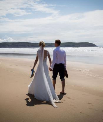Wedding Couple on Woolacombe Beach
