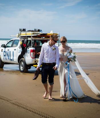 Wedding Couple on Woolacombe Beach