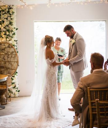 Wedding Couple in Ceremony Room 