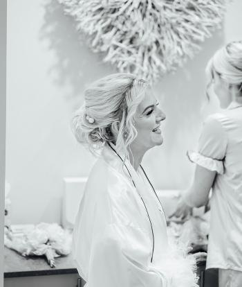 Bride & Bridesmaids getting ready in Wedding Prep Suite