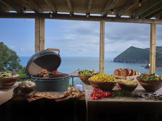 Food from a gourmet barbecue wedding reception at Sandy Cove Hotel's The Venue